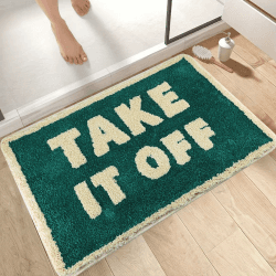 Bazasa Grün lustiger Badezimmerteppich Take It Off niedlicher Badematte Maschinenwaschbar rutschfeste Badteppich Weiche Mikrofaser Wasserabsorbierend Badvorleger für Dusche Badewanne Toilette 50×80cm
