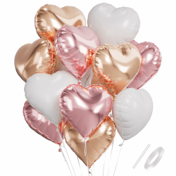 Herz Folienballons, 18 Zoll Herzluftballons Rosa Weiß Roségold, Herz Luftballon Helium, Herzballons Roségold Herzform Folienluftballon, Herzluftballons Hochzeit Romantisch Valentinstag Geburtstagsdeko