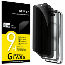 NEW'C 3 Stück, Sichtschutz Panzer Schutz Glas für iPhone 16, iPhone 15 (6,1 Zoll), Blickschutzfolie Privacy screen mit Anti Spy, Frei von Kratzern - Einfaches Installationswerkzeug enthalten