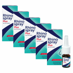 Rhinospray Plus bei Schnupfen | 5 x 10 ml | Befreit die Nase effektiv mit Tramazolin und ätherischen Ölen | bei Schnupfen, geschwollener Nasenschleimhaut und Nasennebenhöhlenentzündung