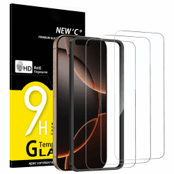 NEW'C 3 Stück, Panzer Schutz Glas für iPhone 16 Pro (6,3 Zoll), Frei von Kratzern, 9H Härte, HD Displayschutzfolie, Ultra-klar, Ultrabeständig -Einfaches Installationswerkzeug enthalten