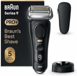 Braun Series 9 Pro+ Rasierer Herren Elektrisch, Elektrorasierer mit 5 Pro Rasierelementen, Langhaarschneider ProTrimmer, Ladestation, 60 Min Laufzeit, Wet & Dry, Made in Germany, 9510s, schwarz