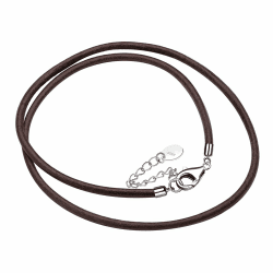 F.ZENI Lederkette Herren 925 Sterlingsilber Karabinerverschluss Echt leder Halskette 3mm breit Herren Damen Kette für Anhänger charm 40-65cm DIY Schmuck mit Geschenkbox