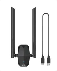 ioGiant WiFi 6 AX1800 USB WLAN Stick für PC mit High Gain Antennen, WLAN Stick WiFi 6 Dual Band USB WLAN Adapter hohe Reichweite 1201 Mbit/s 5GHz, 574 Mbit/s 2,4GHz, unterstützt NUR Windows 11/10