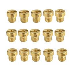 Vergaser Düsen,M6 Hauptdüsenset Satz für Roller Motorrad Schaltmoped,60, 65, 70, 75, 80, 85, 90, 95, 100, 105, 110, 115, 120, 125, 130 Vergaser Hauptdüse,15 Stück Kupfer M6 Vergaser Düse Hauptdüsense