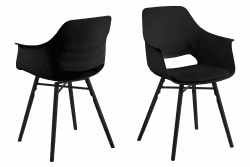 AC Design Furniture Rudi 2er Set Esszimmerstühle in Schwarz, Moderne Küchenstühle für das Esszimmer, B: 57 x H: 85 x T: 52,5 cm