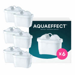 AQUAEFFECT MAX+ Wasserfilter-Kartusche 6 Stück I Kompatibel mit BRITA MAXTRA+ Wasserfilter-Kanne I Wasserfilterkartuschen gegen Chlor und Kalk I besserer Geschmack I 150L oder 30 Tage Filterleistung