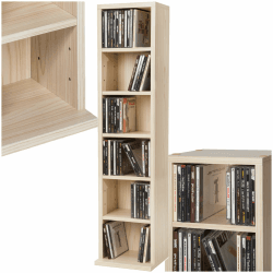 tectake® CD Regal, CD Ständer für bis zu 102 CDs, Aufbewahrung für CD Hüllen, DVD Regal, Holzregal Wand, Wohnzimmerschrank, Büroschrank, offenes Regal zur CD Aufbewahrung, Stauraumregal - buche