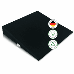 Theraline Sitzkeilkissen orthopädisch für Bürostuhl aus hochwertigem Schaumstoff, ergonomischer Sitzkeil für Auto, Keilkissen Stuhl mit abnehmbarem Bezug, schwarz, 100% Baumwolle, waschbar bei 60°C