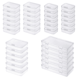 36 Stück gemischte Größen rechteckige leere Mini-Organizer-Aufbewahrungsbox-Behälter mit Klappdeckel für kleine Gegenstände und andere Bastelprojekte (Transparent)