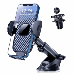 Josnown Handyhalterung Auto, 3 in 1 Lüftung & Saugnapf KFZ Handy Halterung, Upgrade Version EIN-Knopf-Release 360° Drehbar Universal Handyhalter Auto