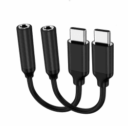 Apple MFi Zertifiziert 2 Pack USB C auf 3.5mm Kopfhörer Jack Adapter für iPhone 16/15/15 Pro/Pro Max/Plus, Typ C Aux Dongle Kabel für Samsung Galaxy S23/S23/S22/S21Ultra, MacBook, Note (schwarz)