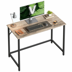 VASAGLE Schreibtisch, Kleiner Computertisch, Bürotisch, für Arbeitszimmer, Schlafzimmer, 50 x 100 x 76 cm, Industrie-Design, Metallgestell, Greige meliert-tintenschwarz LWD041B02