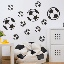 43 Stück Fußball-Aufkleber, Fußball-Wandaufkleber für Jungenzimmer, Vinyl-Fußball-Wandaufkleber für Jungen, Schlafzimmer, Spielzimmer, Wohnzimmer, Fenstertürdekoration