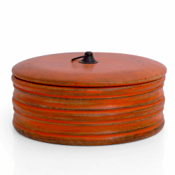 Handgefertigter mexikanischer Tortilla-Stövchenkorb aus Holz indischer Chapati-Roti-Brothalter Box Pfannkuchen-Keeper-Serviergeschir Hot Pot Auflaufform Deckel Home Küche Essdekor, Orange 23 x 10