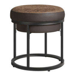 SONGMICS HOME LUIZ Kollektion - Sitzhocker rund, Schminkhocker, Fußhocker, Oberteil wendbar, Hocker, Beistelltisch bis 300 kg belastbar, Schlafzimmer Wohnzimmer Flur, walnussbraun LOM080K01