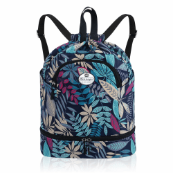 HUA ANGEL Leichter Rucksack Mit Kordelzug Sportrucksack Damen Mit Schuhfach Und Nassfach Wasserdichter Beutel Mit Kordelzug Für Reise Schwimm Training Beach Yoga Basketball FußBall Blaues Ahornblatt