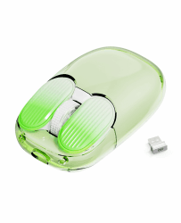 MAMBASNAKE Kabellose Maus,2.4GHz mit Mini-Empfänger,niedliche leise kabellose Maus,transparente Hülle,7 RGB-Licht,1600 DPI optisches Tracking,tragbare 400mAh wiederaufladbare geräuschlose Mäuse(grün)