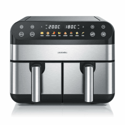 Arendo - Heißluftfritteuse 9L mit 2 Kammern - XXL Kapazität - 2 Fächer – Airfryer Backofen - 8 Programme – Touchscreen - 3D Umluftsystem - Antihaftbeschichtung - spülmaschinenfeste Körbe