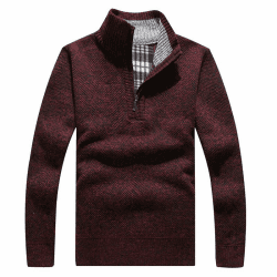 Les umes Herren Pullover mit halbem Reißverschluss Rollkragenpullover aus Strick Warmer langärmeliger Stehkragenpullover