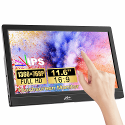 Kenowa Tragbarer Monitor Touchscreen, 11.6 Zoll HDR Portable Monitor Externer Monitor 1366x768 Eye Care Bildschirm mit HDMI USB Typ-C für Raspberry pi/Computer/Laptop/PC/PS3/PS4/Xbox