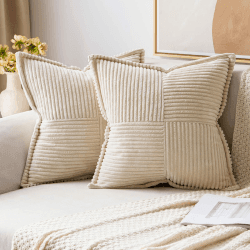 MIULEE 2er Set Kordsamt Kissenbezüge Samtkissen Weich Dekokissen Dekorativ Kissenbezug Modern Kissenhülle Sofakissen Zierkissen Couchkissen für Wohnzimmer Schlafzimmer Creme 50x50 cm