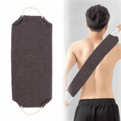 Rückenbürste für Körperpeeling mit Doppelseitiger Funktion, Natürliche Duschbürste mit 2 Griffen, Badebürste Rückenschrubber,Langlebige Nylon Rückenschrubber für Tiefenreinigung und Massage