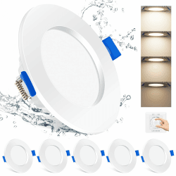 Led Spots 230V Ultra Flach Dimmbar, 28mm 6W Neutralweiß 4000K IP44 Badleuchten Einbaustrahler Deckenspots Loch 67-80mm, 6er Set 500LM Deckenstrahler Einbauleuchten für Badezimmer Wohnzimmer Küche