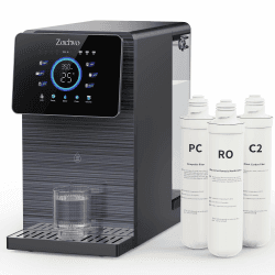 ZACHVO Puri V12 Auftisch Osmoseanlage mit Heißwasserspender, 3 Filter 6-Wege-Filterung, 6 Temperaturstufen, kalkfreier mobiler Trinkwasserfilter für Küche, Büro, kein Wasseranschluss