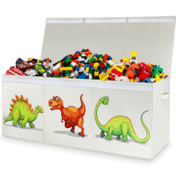 Eave Aufbewahrungsbox mit Deckel Kinder, robust und faltbar, herausnehmbare Trennwand, große Aufbewahrungsbehälter für Spielzimmer, Schlafzimmer, Schrank, Zuhause, Größe 99 x 34 x 40 cm