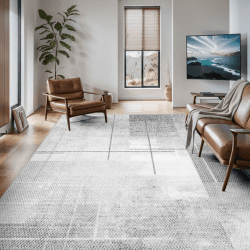 Vamcheer Teppich Wohnzimmer Moderner Anti-Rutsch - Teppiche Esszimmer Kurzflor 160x230, Teppich Waschbar,Kuschelteppich mit Streifen,Teppiche Groß für Arbeitszimmer,Büro,Super Weich,Wollweiß