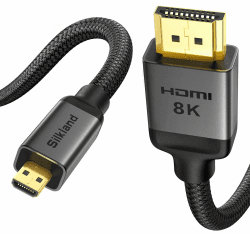 Silkland 10K 8K 4K Micro HDMI auf HDMI 2M, [8K@60Hz, 4K@120Hz] Micro HDMI 2.1, 48Gbps, HDR, eARC Kompatibel für Raspberry Pi 5 4, Kameras, Go Pro Hero, Monitor, Laptops, Cam Link, Samsung G8 G9, TV