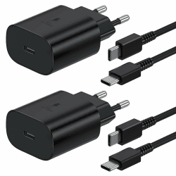 2er-Pack USB C Ladegerät, Schnellladegerät Samsung 25w mit 2M Kabel, Ladekabel USB C mit Netzteil,Typ C Schnellladegerät, Fast Charger für Samsung Galaxy S23/S22/S21/S20/10,Ultra, A53 5g,A52(Schwarz)