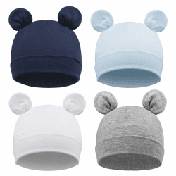 DRESHOW 4 Stücke Unisex Mütze Hut Junge Mütze Frühling Mützchen Kleinkind Wendemütze Jersey Slouch Beanie Bekleidung Unisex Infant Hut Kindergarten Mütze