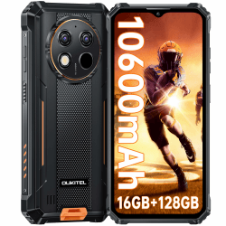 OUKITEL WP28S Outdoor Smartphone Android 14-10600mAh Outdoor Handy Ohne Vertrag, 8GB RAM + 128GB ROM Baustellenhandy 6,52 Zoll,13MP+5MP Kamera, NFC/GPS/Fingerabdruck/Face ID
