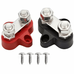 2 x Sammelschiene M8, Busbar Batterie, Batterieklemmenblöcke, Anschlussbolzen Batterie, 4 x Befestigungsschrauben, Sammelschienen Verteilerblock Busbar für Wohnwagen,Trucks Solar