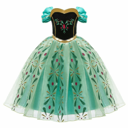 IWEMEK Mädchen Eiskönigin Kostüm Kinder Prinzessin Anna Kleid Cosplay Karneval Verkleidung Halloween Partykleid Weihnachten Geburtstags Festkleid Langes Maxikleid 2-10 Jahre