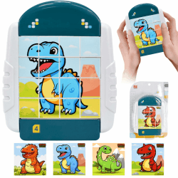 Drehbares Puzzle 16 Teile 3 4 5 6 Jahre Kinder,4 in 1 Tier-Motive Puzzle,lugzeug Autofahrt Beschäftigung Kinder,Leine Geschenke für Jungen Mädchen Schüler