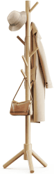 Pipishell Garderobenständer, Jackenständer, Kleiderständer, Baumförmige Garderobe, 3-fach höhenverstellbar, für Kleidung, Hut und Handtasche, im Wohnzimmer, Schlafzimmer oder Büro, Mit 8 Haken, Nature