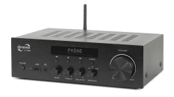 Dynavox Stereo Kompakt-Verstärker VT-90, schraubbare Anschluss-Terminals für 4 Lautsprecher, Fernbedienung, Phono-Eingang, BT-Streaming, schwarz