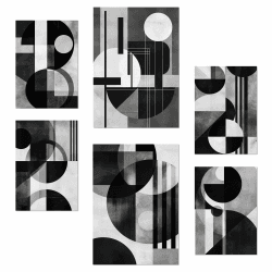Nacnic 6er-Set Bauhaus Weiß Schwarz Grau Poster mit Designillustrationen zur Dekoration der Wände Ihres Zuhauses. Räume, Büro, Laden und Geschäft Format A3 und A4 Rahmenlos