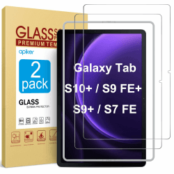 apiker Panzer Schutz Glas für Samsung Galaxy Tab S10 Plus/Tab S9 FE Plus/S9 Plus/S7 FE, 9H Härte Schutzfolie Folie für Samsung Tab S10+/S9 FE+/S9+/S8+/S7+/S7 FE, mit Rahmen-Installationshilfe,2 Stück