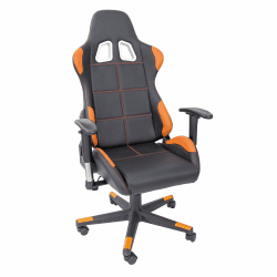 TPFLiving Premium XL Racing Stuhl Bürostuhl XL Gaming Stuhl Chefsessel Drehstuhl Fire - Schreibtischstuhl mit Lendenkissen - Zockerstuhl - belastbar bis 150 kg - Kunstleder - Schwarz/Orange