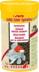 sera Goldy Color Spirulina Nature 250 ml - Farbfutter für Goldfische mit 10 % Spirulina, Goldfischfutter fürs Aquarium mit hoher Futterverwertbarkeit und somit weniger Algen
