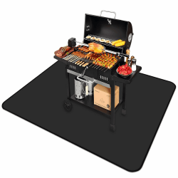 DBREAKS Feuerfeste Unterlage 99 * 182cm, Grillmatte Bodenschutz, Feuerfeste Matte für den Innen- und Außenbereich, Silikon-Glasfaser Hitzeschutzmatte, Grillmatten für Kamin, Boden, Rasen, Schwarz