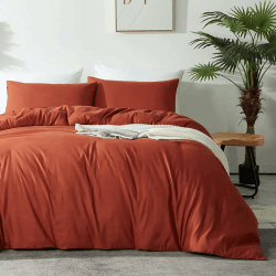 AShanlan Bettwäsche 140x200 Terracotta 2 Teilig 100% Microfaser Einfarbig Bettwäsche Set mit 1 Kissenbezüge 70x90 cm Orange Bettwäsche mit Reißverschluss Weich und Bügelfrei