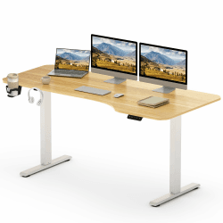 SANODESK Elektrischer Höhenverstellbarer Schreibtisch L-förmiger Schreibtisch Höhenverstellbar Memory Funktion und Haken für Heimbüro Homeoffice und Hause(160 x 75cm, ahorn)