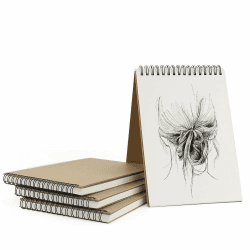 VEESUN Skizzenbuch din A5 4 STK, Zeichenblock Kunst Spirale 30 Blatt, 160GSM Leerseite Skizzenbuch, Kraft Cover Zeichenbuch Kunstbuch für Erwachsene Kinder, Geeignet Bleistift Aquarellstift, MEHRWEG