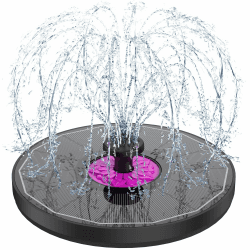 SZMP Solar Springbrunnen 3.5W, 2025 Glas Solar Teichpumpe mit 7 Düsen & 4 Fixe Rohre Solar Wasserpumpe Solar Schwimmender Fontäne Pumpe für Garten, Teich, Vogel-Bad (Schwarz)