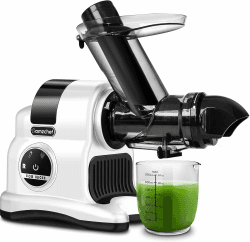 AMZCHEF Entsafter mit großem 80MM Einfüllschacht - 150 Watt Entsafter mit 2 Geschwindigkeitsstufen und Rücklauffunktion - Gewinner des Entsafter-Tests für ganzes Obst und Gemüse - Farbe weiß